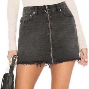 Free People Zip It Up Black Denim Mini Skirt Size 25